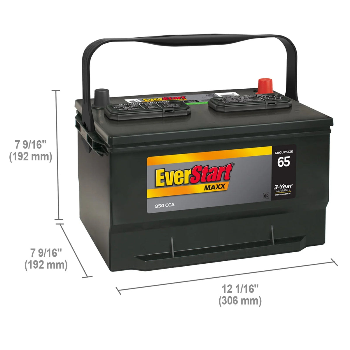 Lead Acid Automotive Battery Group Size 65 12 Volt 850 CCA L343