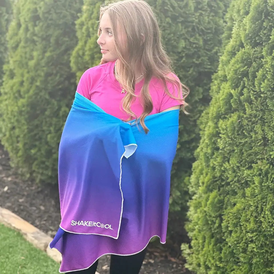 Cooling Shawl Blue to Purple Ombre L I7325