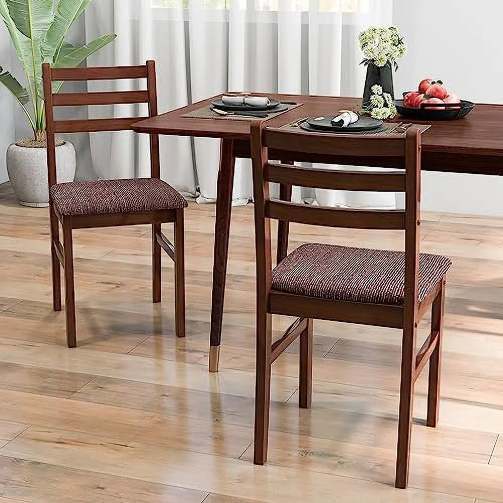 Walnut Set of 4 Wooden Dining Chairs with Padded Seat X438