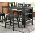 1pc Counter Height Dining Table with Storage Shelves N9100