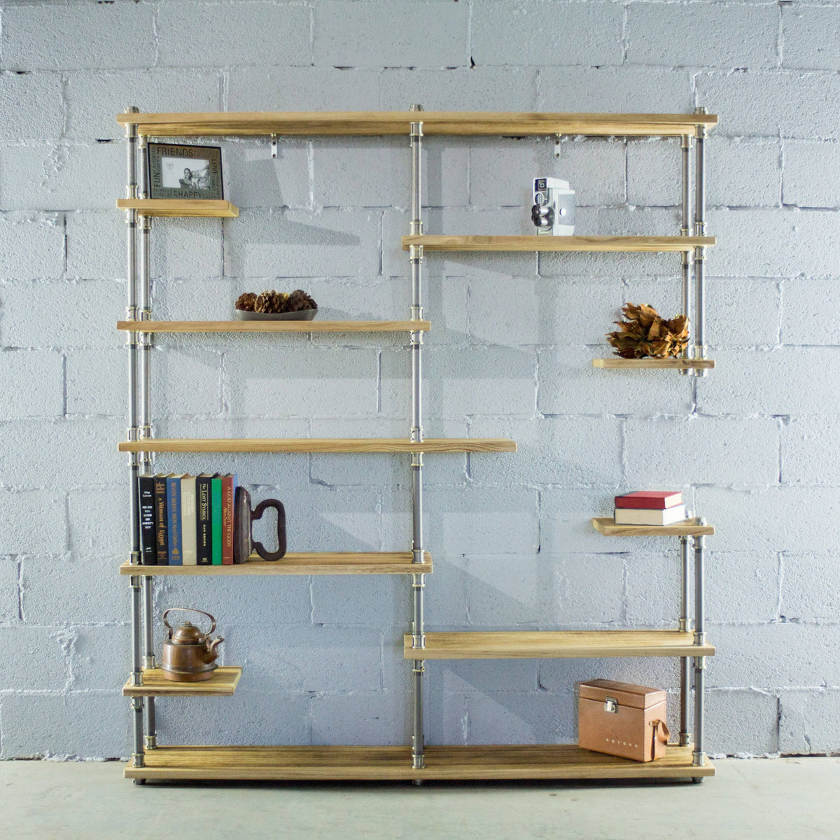 64-inch 11-Shelf Metal and Wood Bookcase P739703
