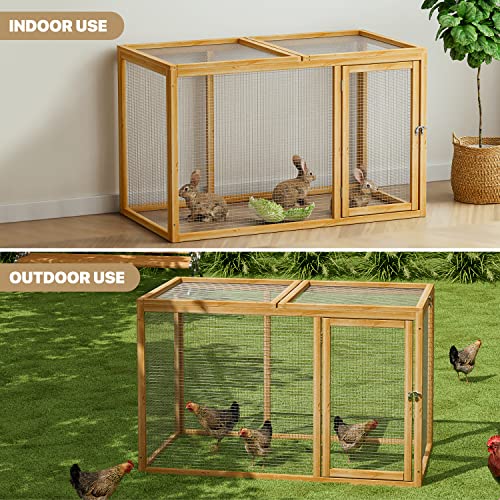 Wood Chicken Cage Rabbit Hutch with Openable Roof and Side Door, 45 x 24 x 28 inch A993