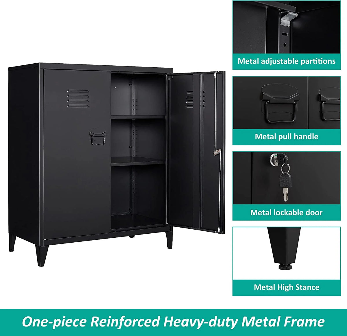 40" Metal Cabinet with Doors and Shelves B49320