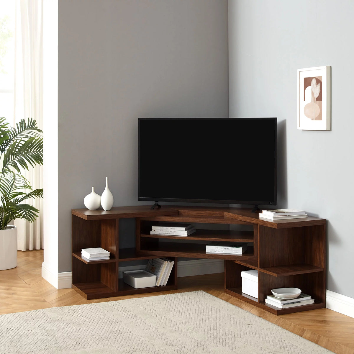 55” Extendable TV Stand, Dark Walnut N32826