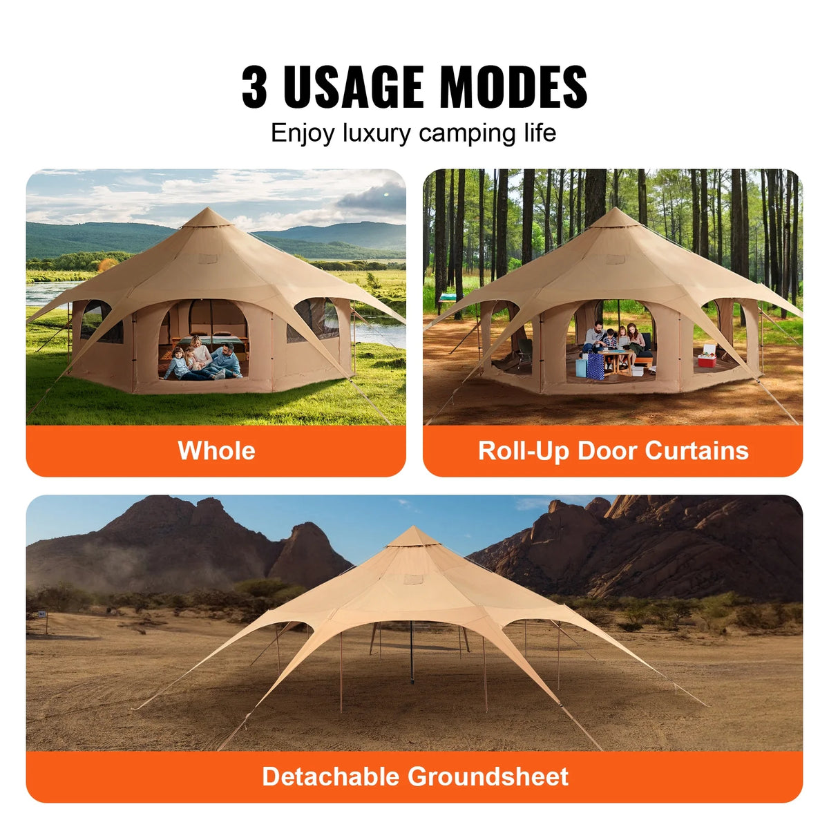 Canvas 4 Seasons Bell Tent with Stove Jack G648