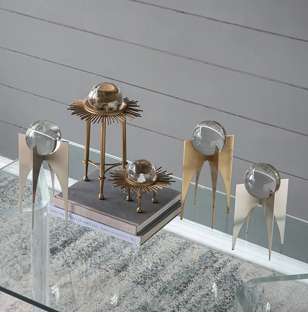 Silver Crystal Ball Statues with Stand 2ct D860387
