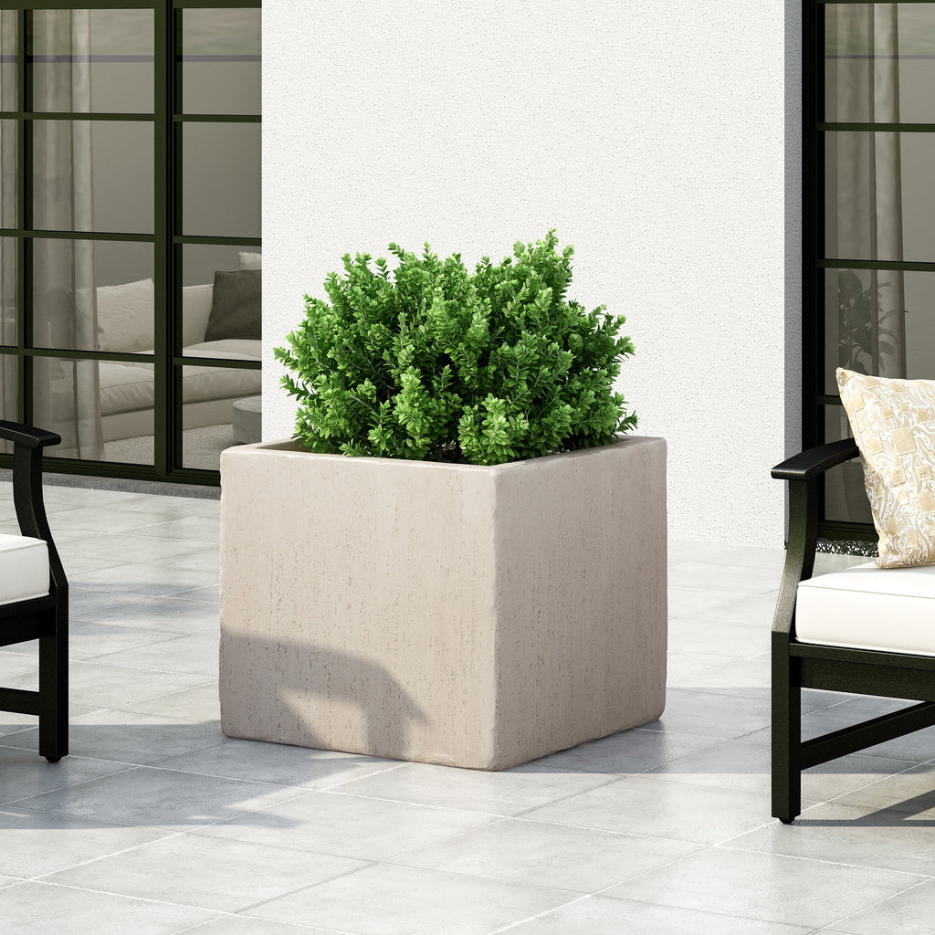 White Cast Stone Square Planter V472