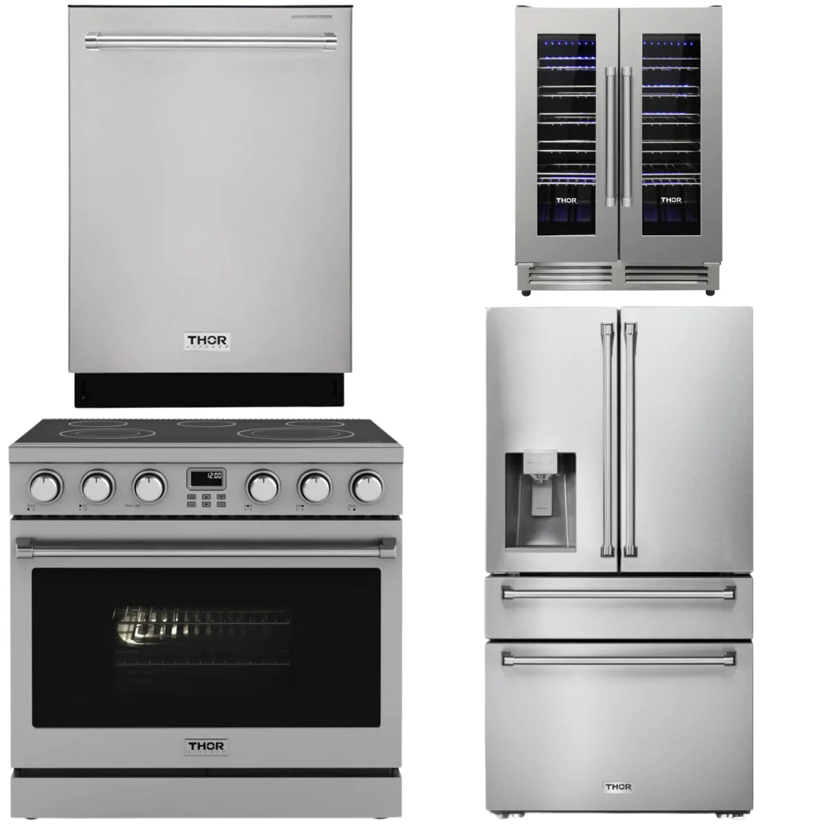 36 Electric Range, Refrigerator, Dishwasher and Wine Cooler N822125