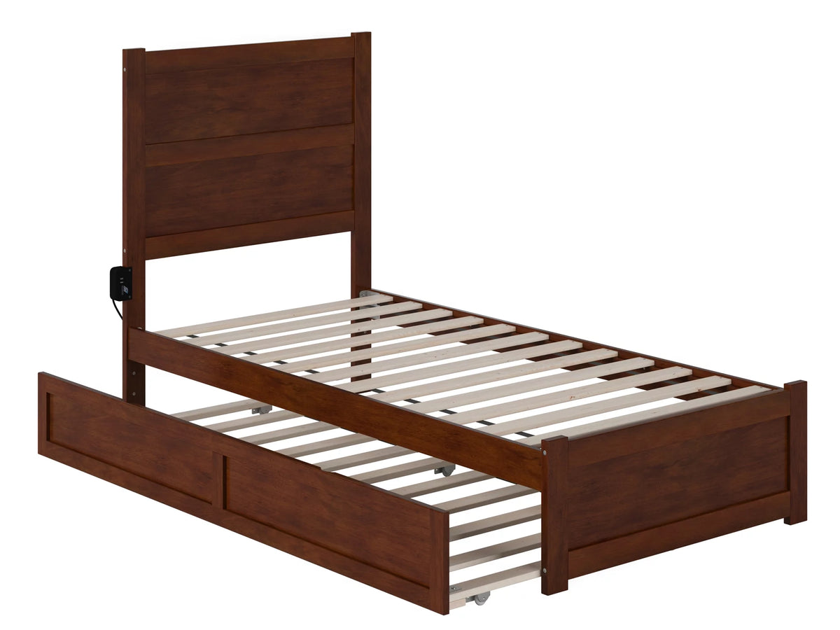 Twin Wood Platform Bed with Trundle W5109