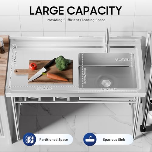 Stainless Steel Free Standing Single Bowl Utility Sink with Faucet B5139