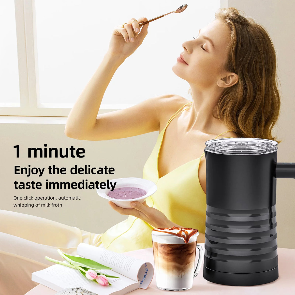 Electric Milk Frother and Steamer 4 in 1, 400W Non-Stick 580ml B7503