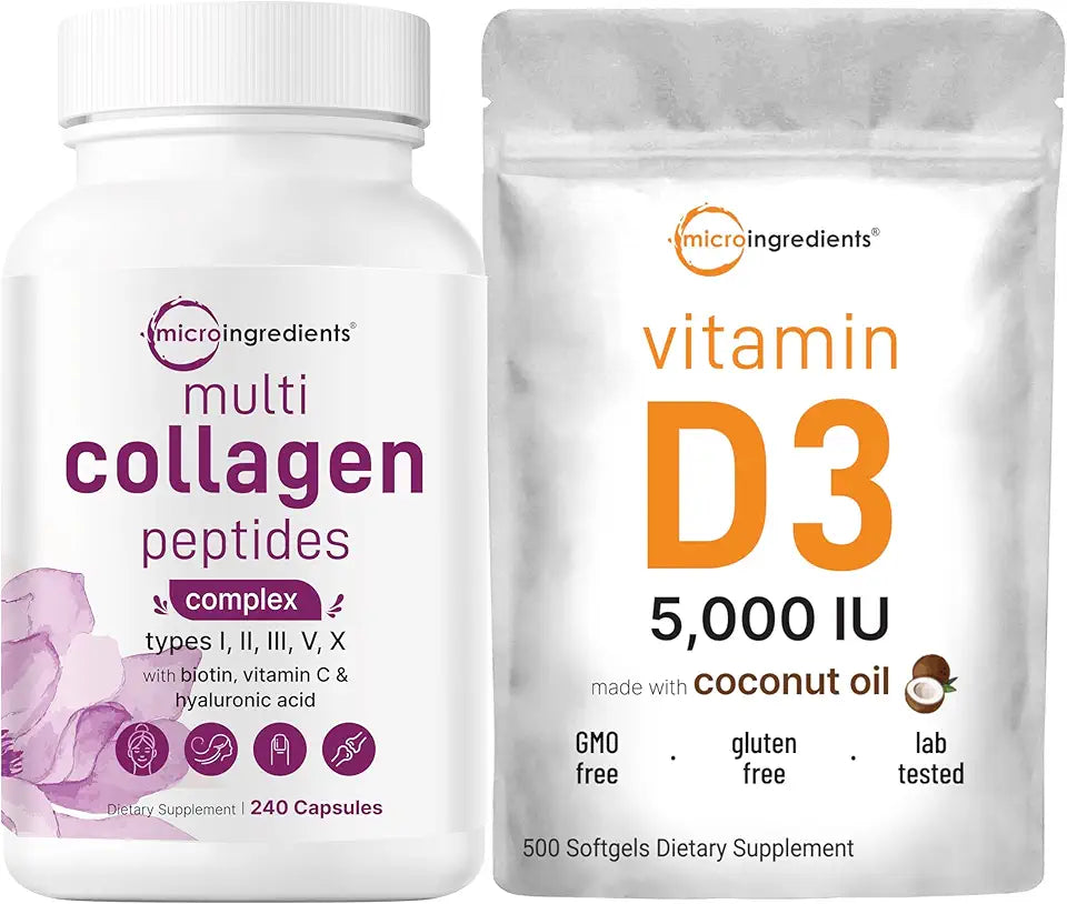 Multi Collagen Pills & Vitamin D3 5,000 IU Bundle Pack R3404