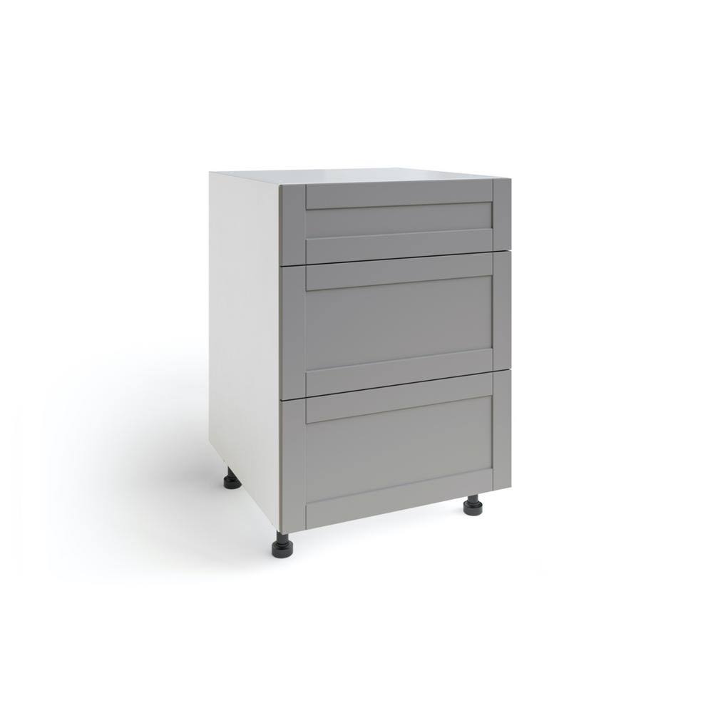 Gray Particle Board Shaker 3-Drawer Base Cabinet P56580