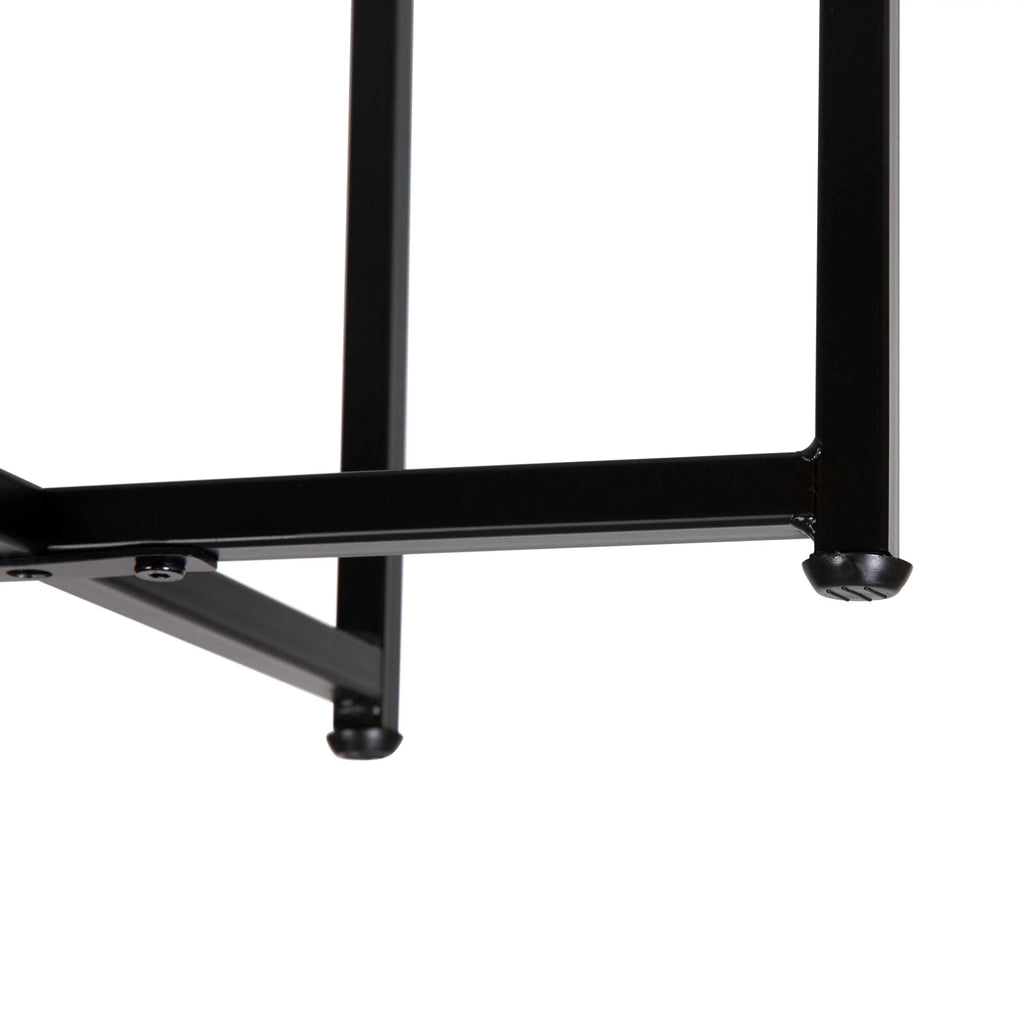 Modern End Table with Black Metal Frame and White Laminate Top L2478