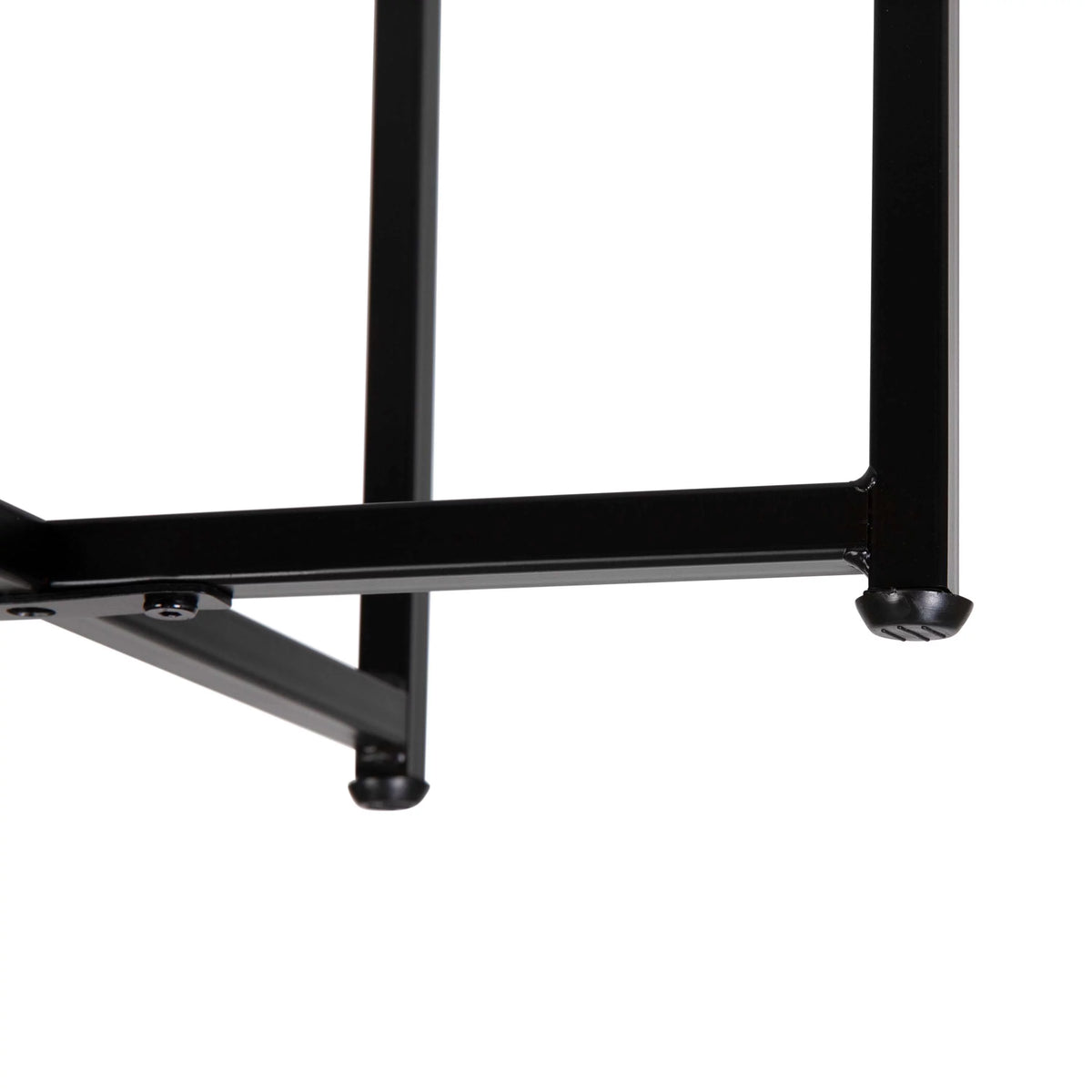 Modern End Table with Black Metal Frame and White Laminate Top L2478