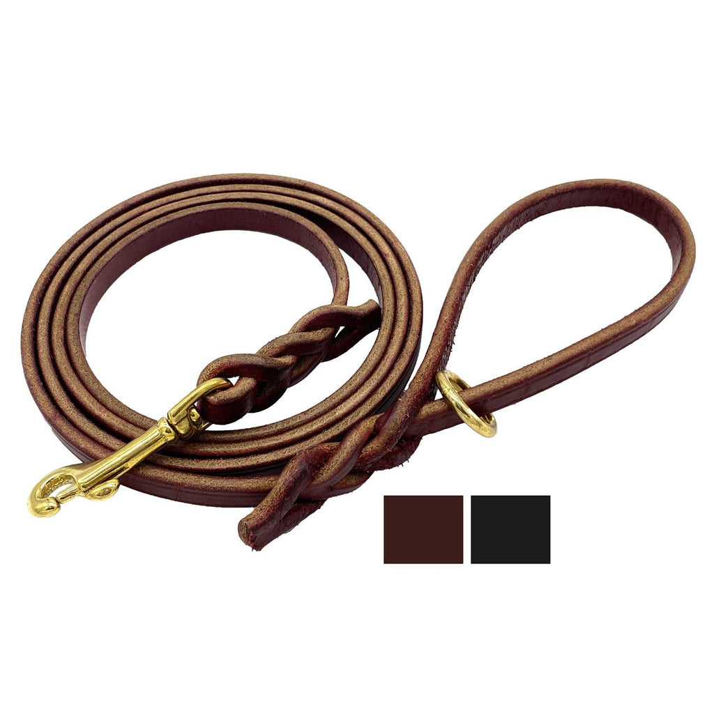 6 FT Braided Leather Dog Leash U40397