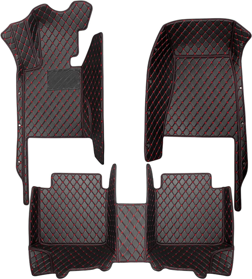 Leather Car Floor Mats 1st & 2nd Row Black V453551