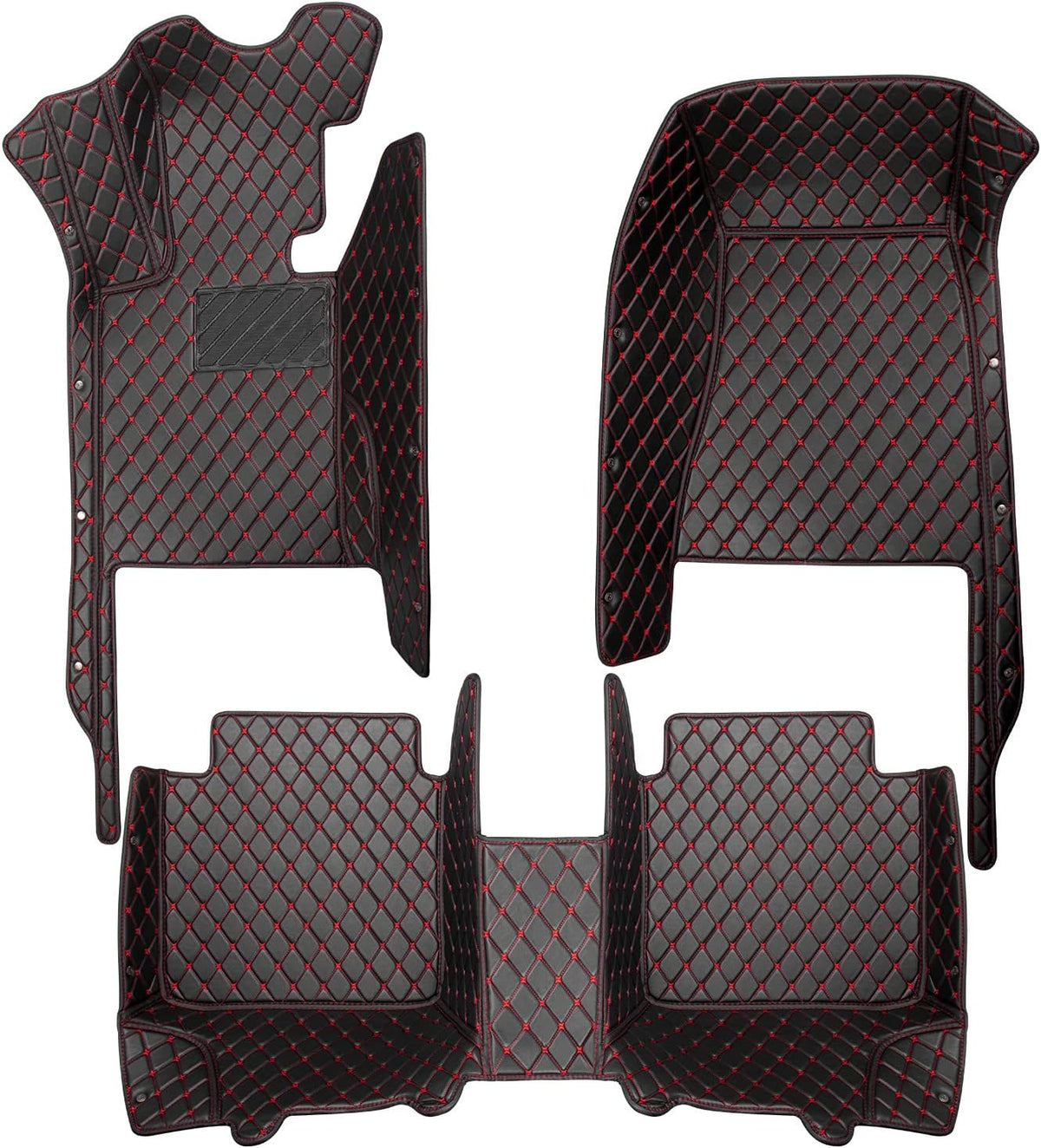 Leather Car Floor Mats 1st & 2nd Row Black V453551
