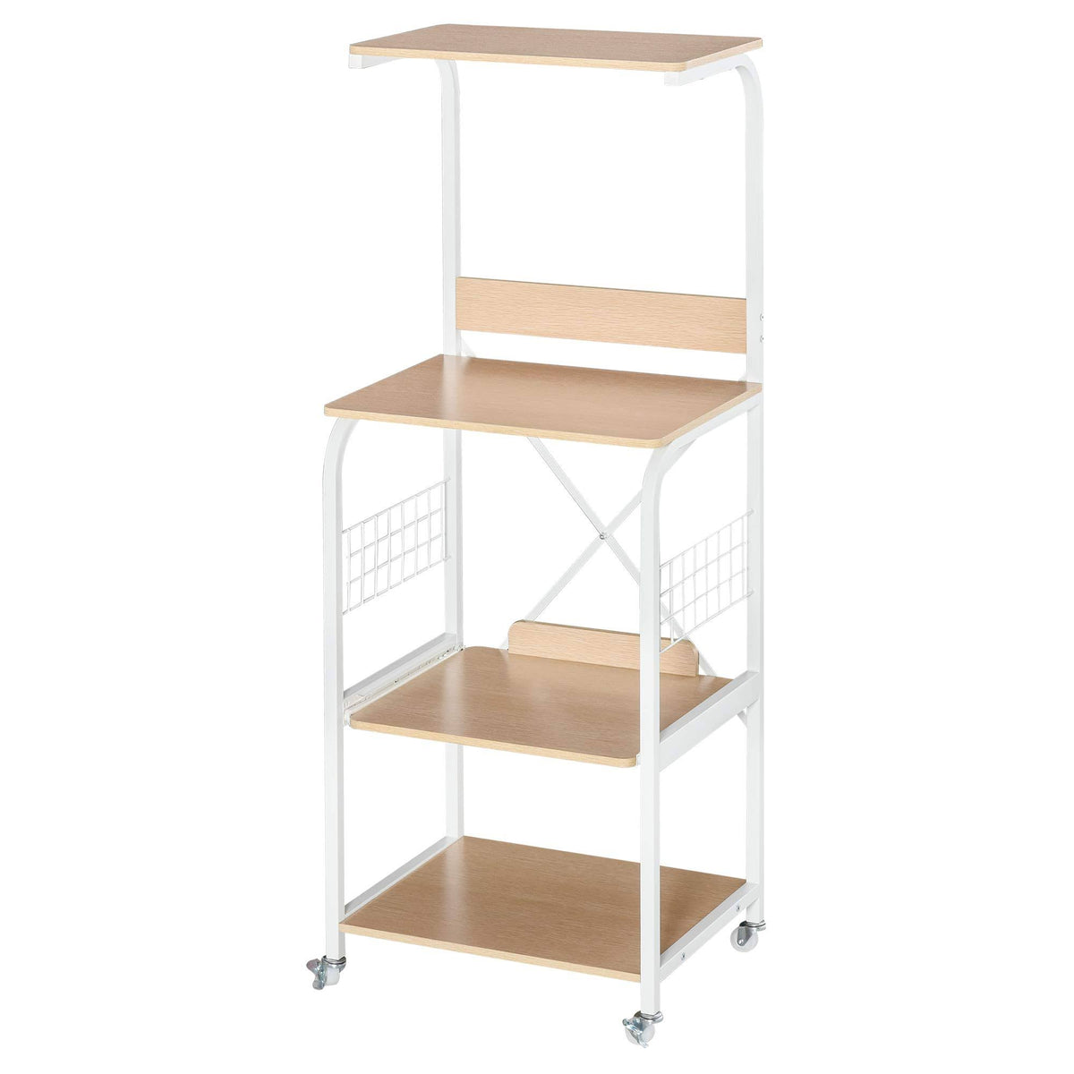 White Rolling Microwave Cart with 4-Tier Storage Shelf D655