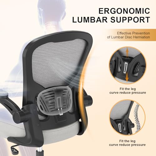 High Back Mesh Ergonomic Office Chair with Flip-up Armrests D717478