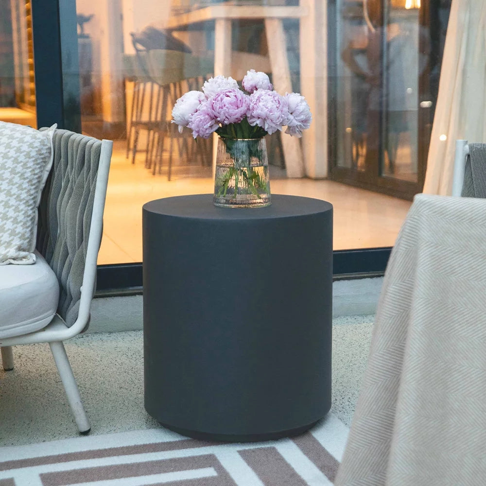 Slate Black Round Coffee Table End Table Set of 3 T51949