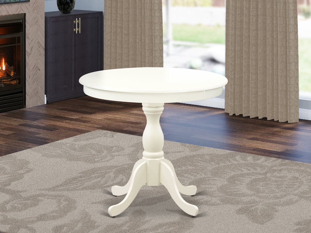 Antique White Wood Dining Table with Pedestal Legs Q332