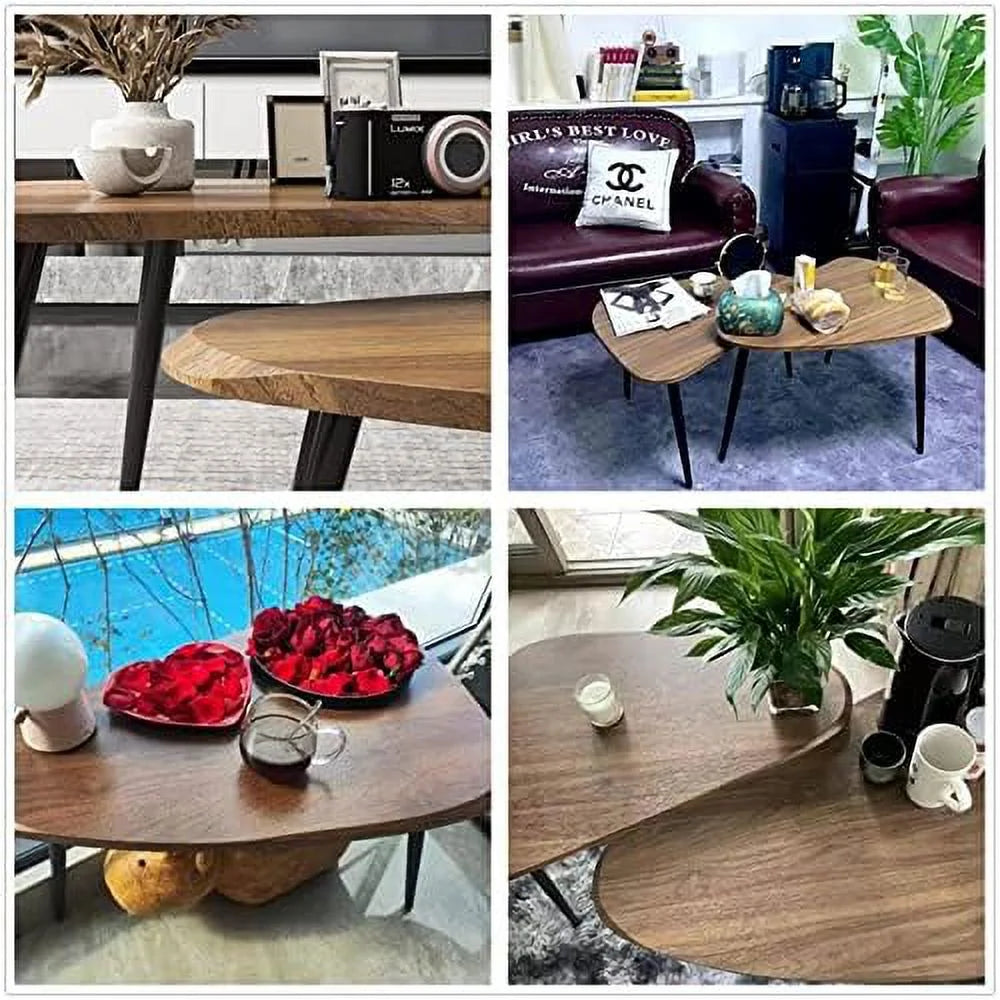 Scandinavian Wood Coffee Table Set of 2 D55322