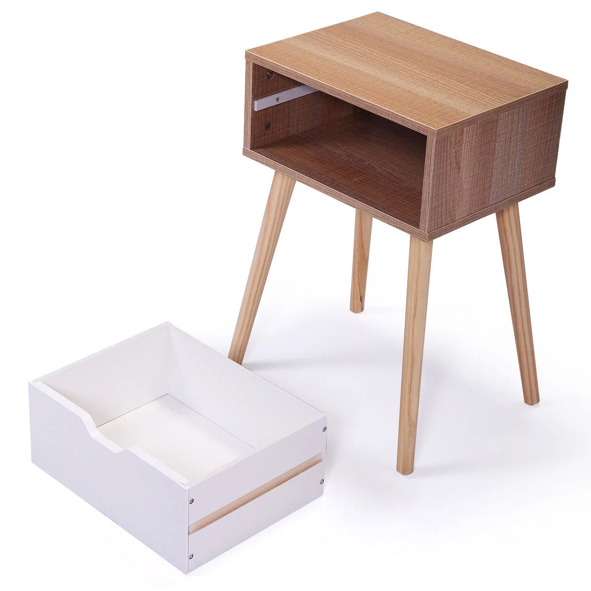 White 2Pcs Nightstand With Storage Drawers F315116
