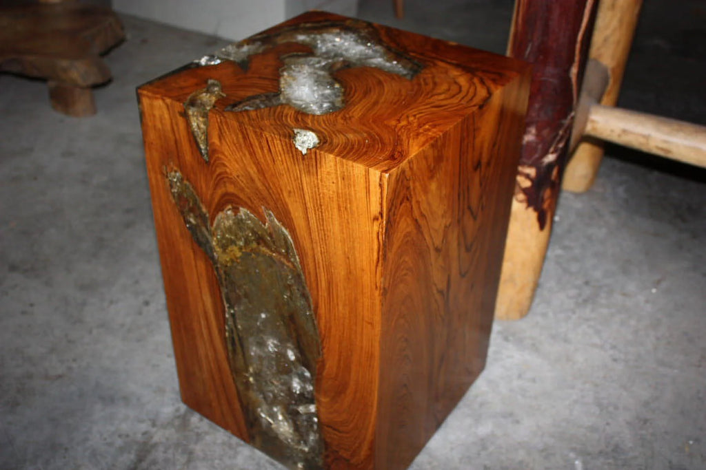 Teak Root & Resin Pedestal 18" X 12" L15111