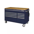 9-Drawer Mobile Workbench Cabinet with Solid Wood Top in Gloss Blue P579