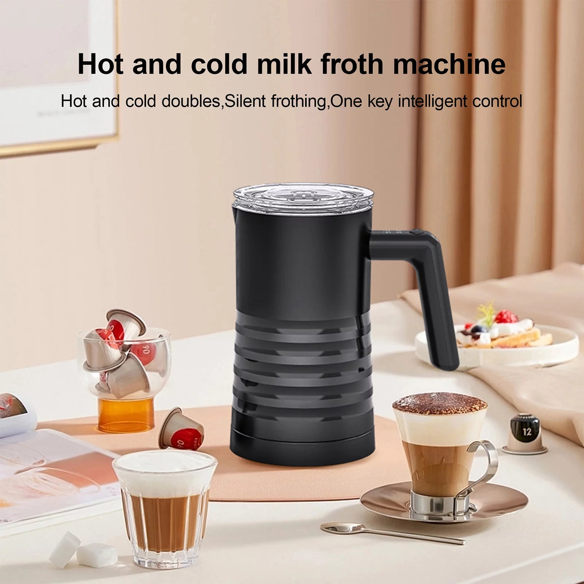 Electric Milk Frother and Steamer 4 in 1, 400W Non-Stick 580ml B7503