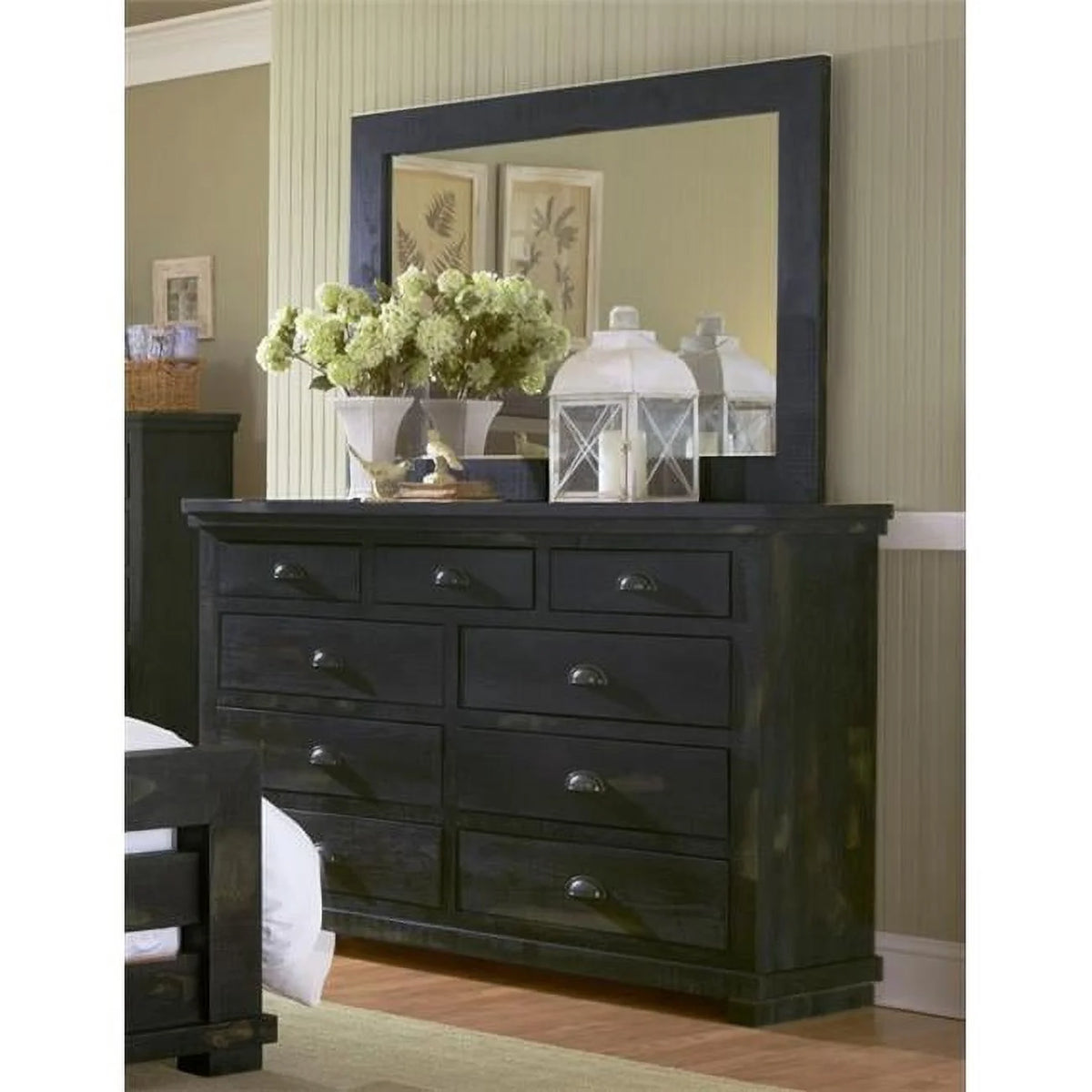 9 Drawer Wood Dresser and Mirror H98622