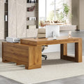 63" L Shaped Wooden Executive Desk with Storage C140