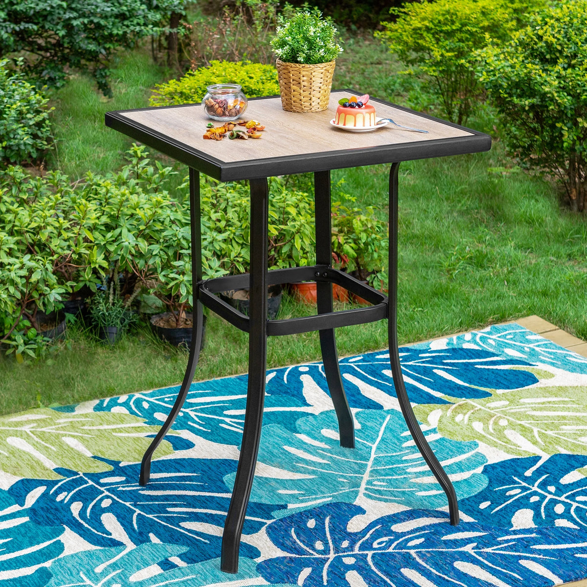 3 Pieces Outdoor Swivel Bar Stool Bistro Set Y720