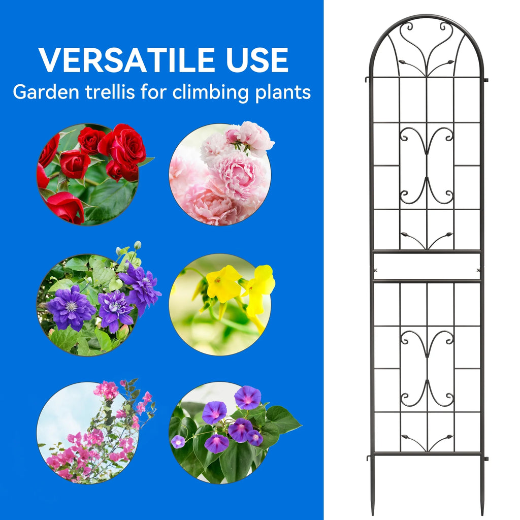 Black Metal Garden Arch Trellises 2 Pack S485651