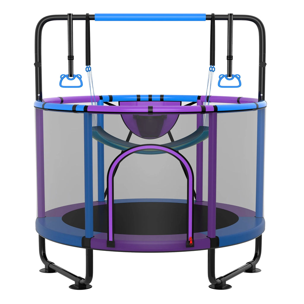 60'' Trampoline with Enclosure, Basketball Hoop and Swings A784