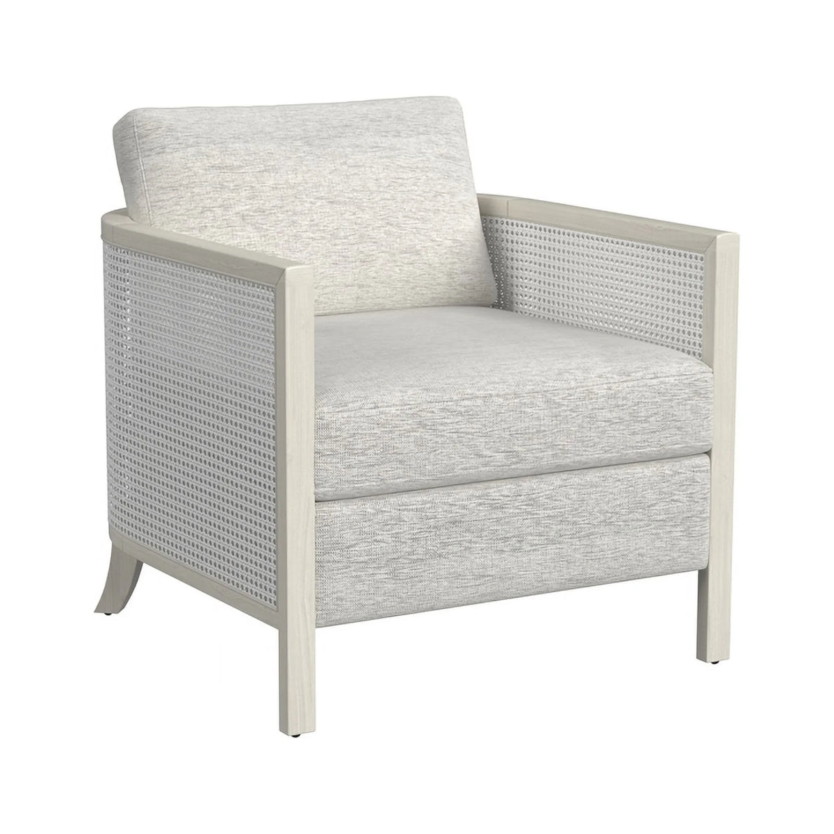 Hand Brushed White Wood and Fabric Accent Chair W290825