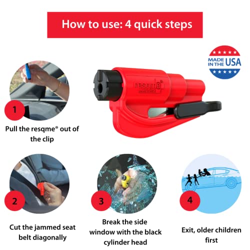 Emergency Keychain Car Escape Tool, 2-in-1 Seatbelt Cutter and Window Breaker, Black, Blue, Safety Yellow O967
