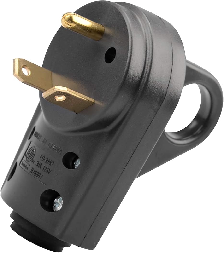 30 Amp RV Plug Male Replacement 3 Prong Electrical Power Connector Pack of 2 D583