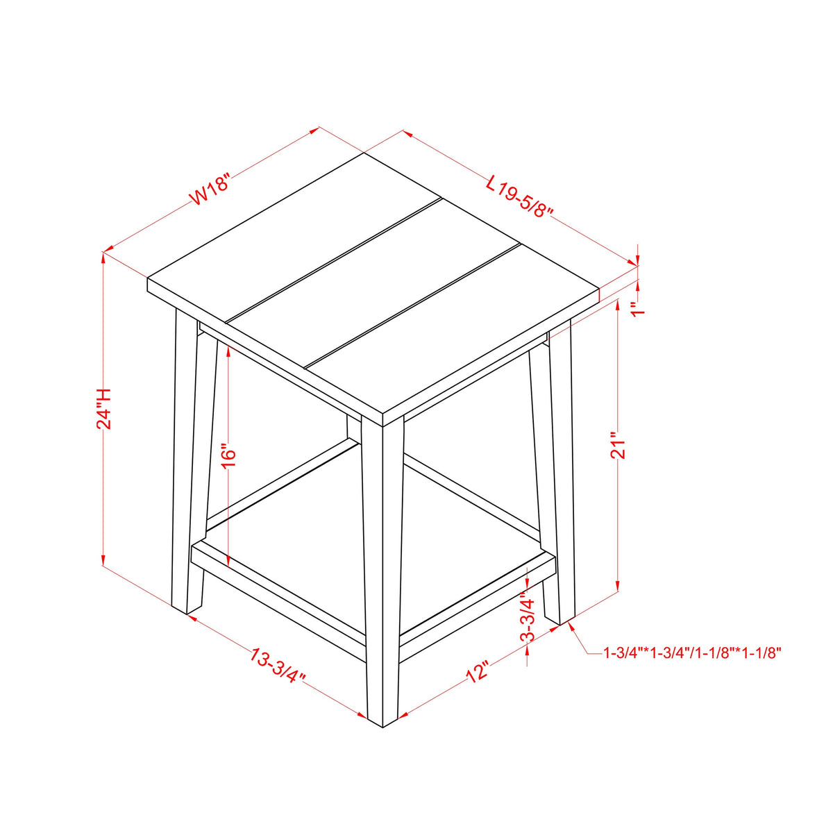 Rustic Open-Shelf Side Table J99928