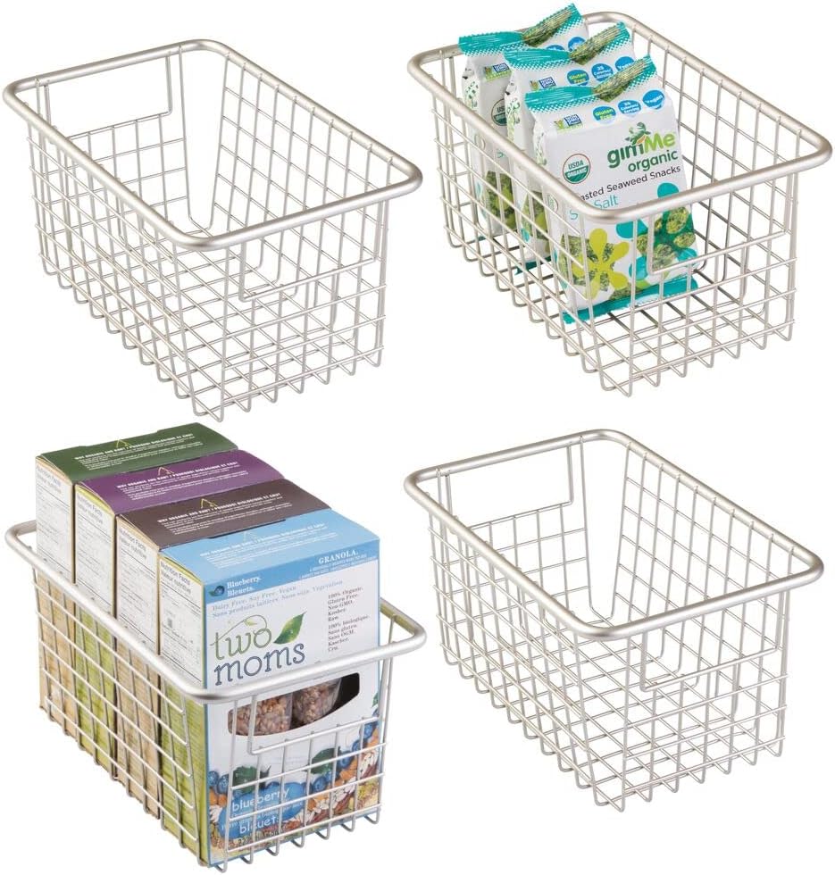 Metal Wire Storage Organizer Bin Basket with Handles, 4 Pack U62617