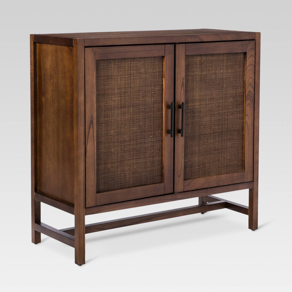 2-Door Wood & Rattan Accent Cabinet O85951