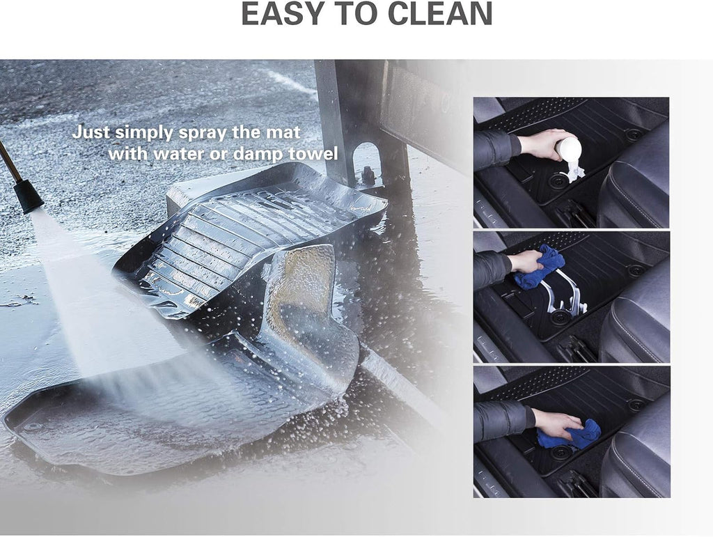 Custom Waterproof All Weather TPE Car Floor Mats Full Set Black F368400