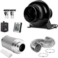 4 Inch 195 CFM Inline Fan Carbon Filter 8 Feet Ducting Combo with Variable Speed Controller J538