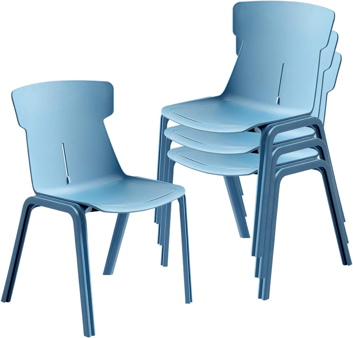 Blue Stacking Chair with Back Support 4 pcs A679020