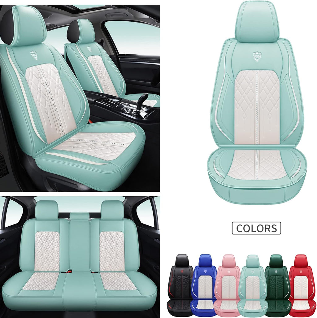 Pink White Synthetic Leather 5 Seats Car Seat Cover E8360