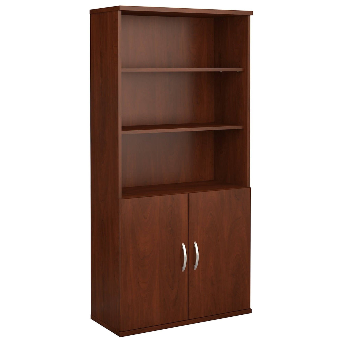 White 5 Shelf 2 Door Wood Composite Bookcase H736
