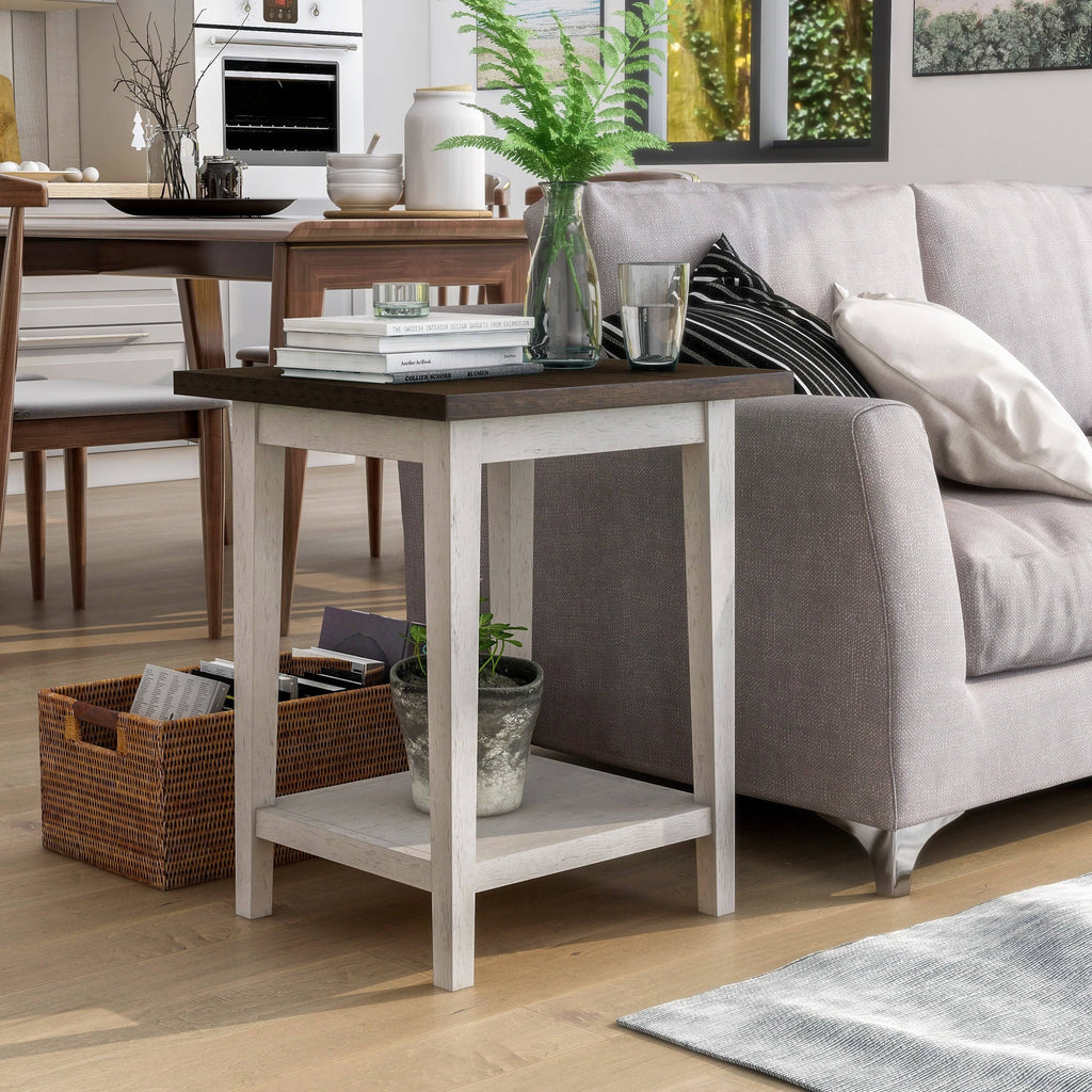 Rustic Open-Shelf Side Table J99928