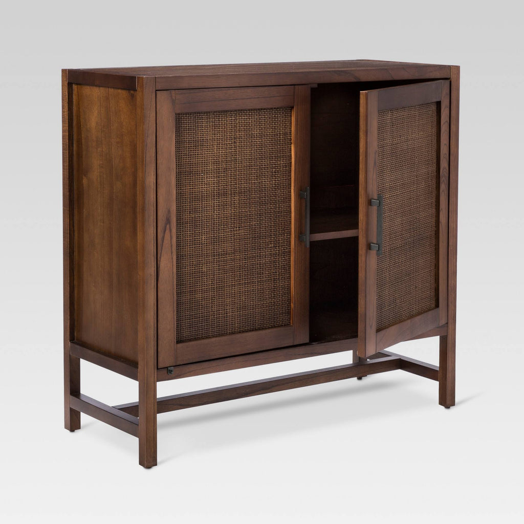 2-Door Wood & Rattan Accent Cabinet O85951