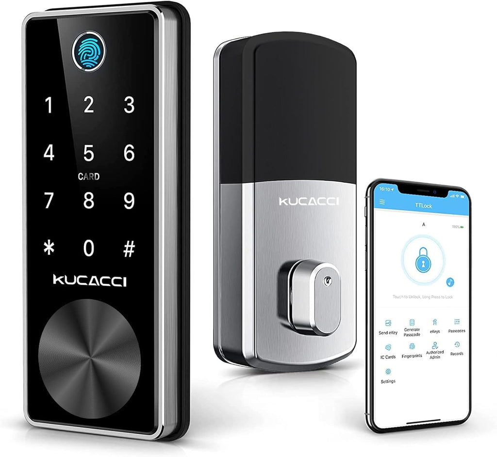 Smart Deadbolt Lock with Keypads, Biometric Electronic Door Lock, Keyless Entry Door Lock (Silver) S269
